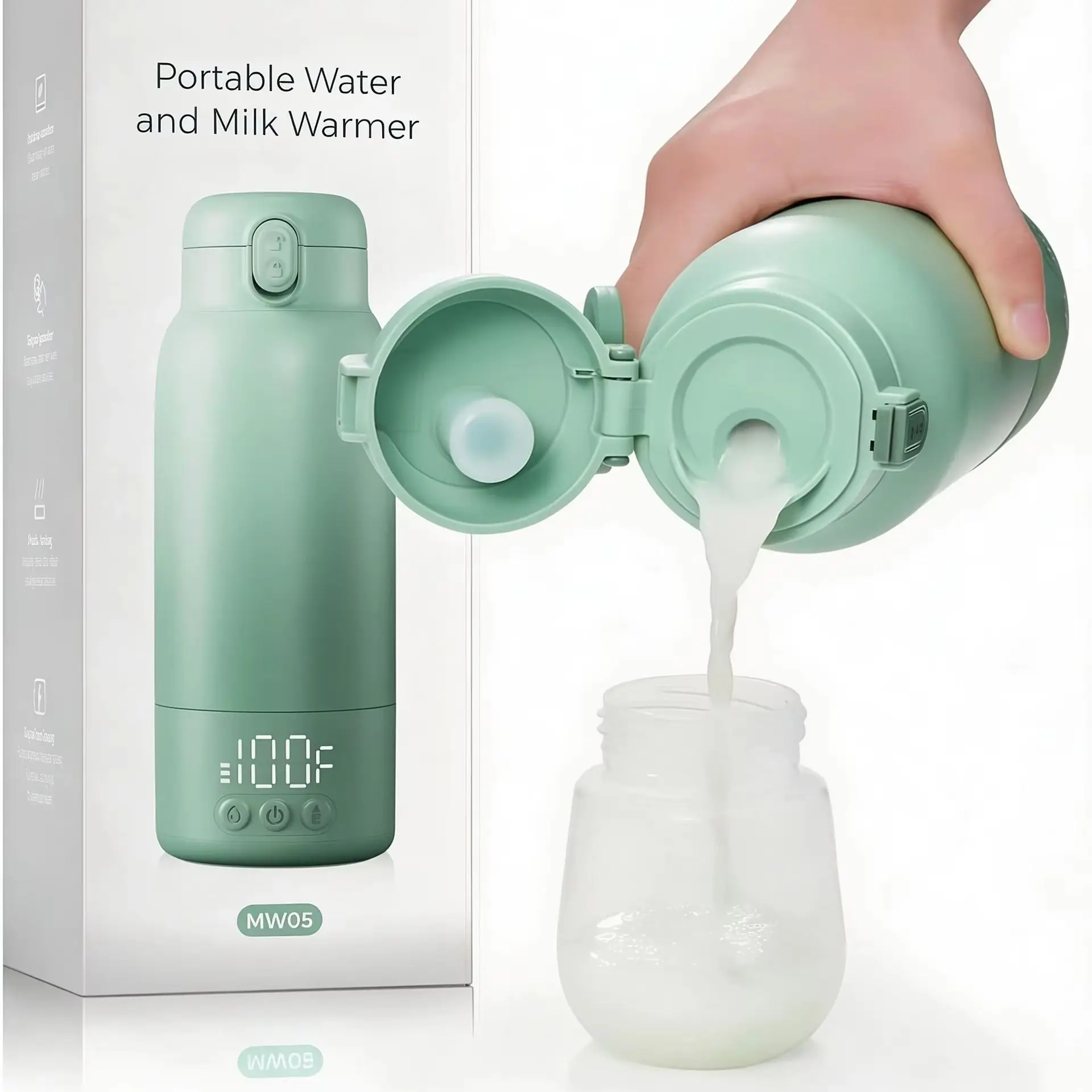 Baby Food Warmer - Draagbare flessenwarmer voor onderweg, babyflessenwarmer met