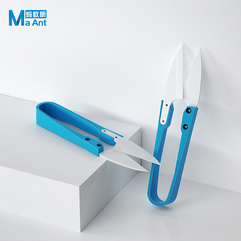 Baby Food Scissors - MaAnt geïsoleerde blauwe keramische U-schaar schaar