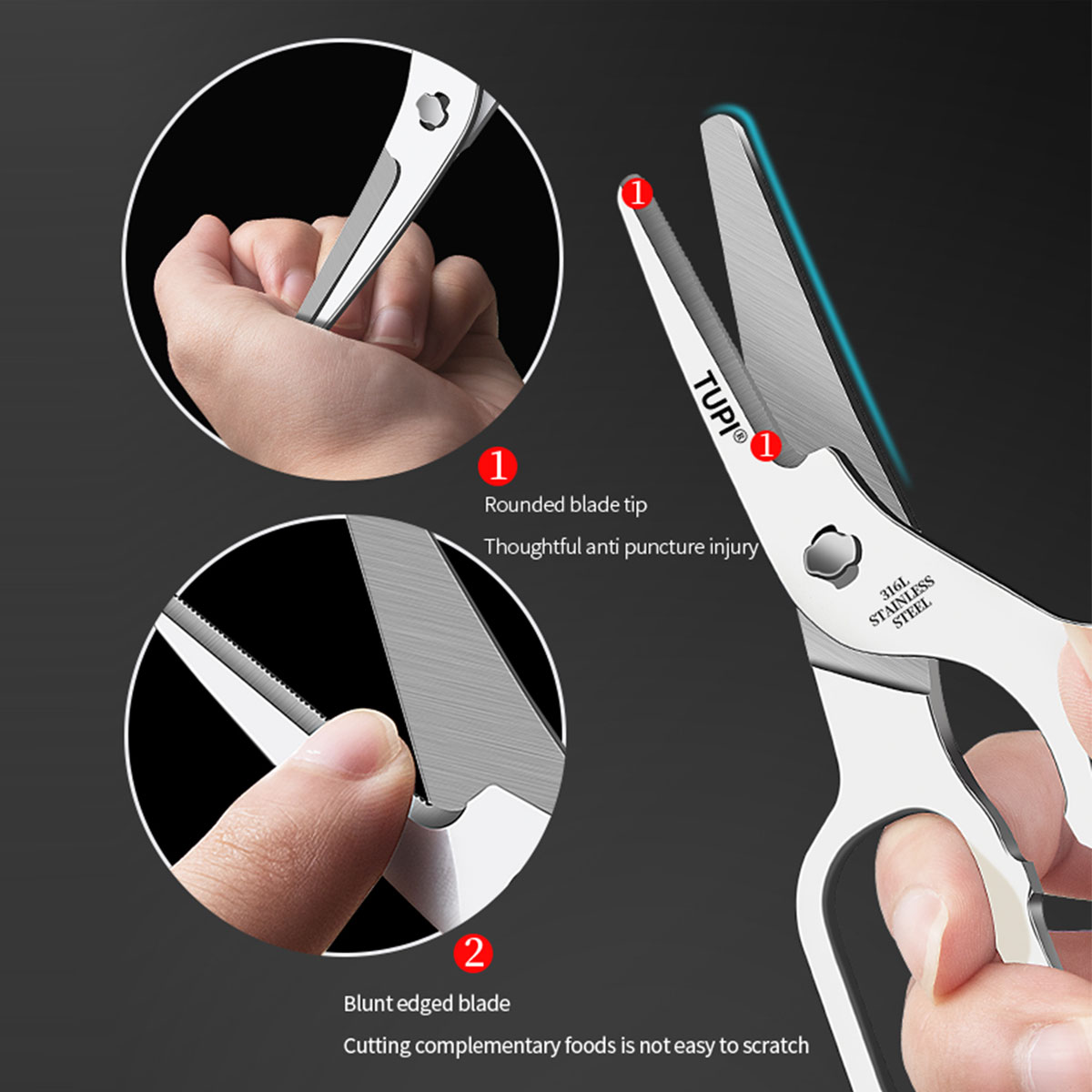 Baby Food Scissors - TUPI - Roestvrijstalen schaar Babyvoedingsmolen Draagbare